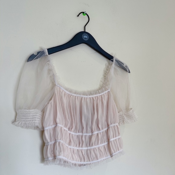Alice+Olivia Ashlyn shirred crop top Sz M - Picture 7 of 12